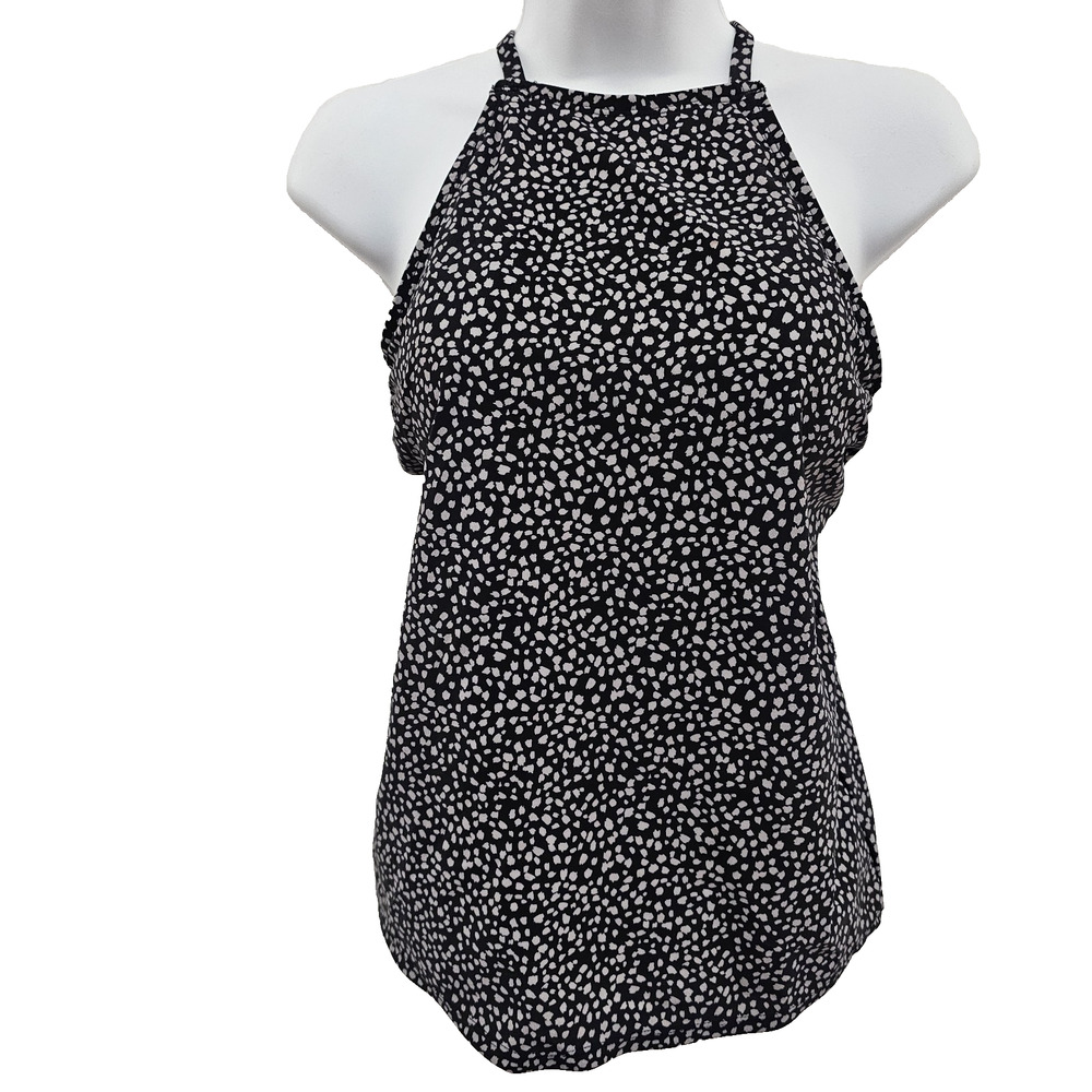 NWT Womens Tankini Swimsuit Top S Navy High Neck Modest Resort Beach Pool Summer